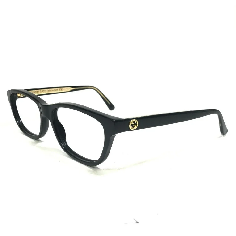 Gucci Eyeglasses Frames GG0315O 001 Black Gold Oval Cat Eye Full Rim 54-19-140